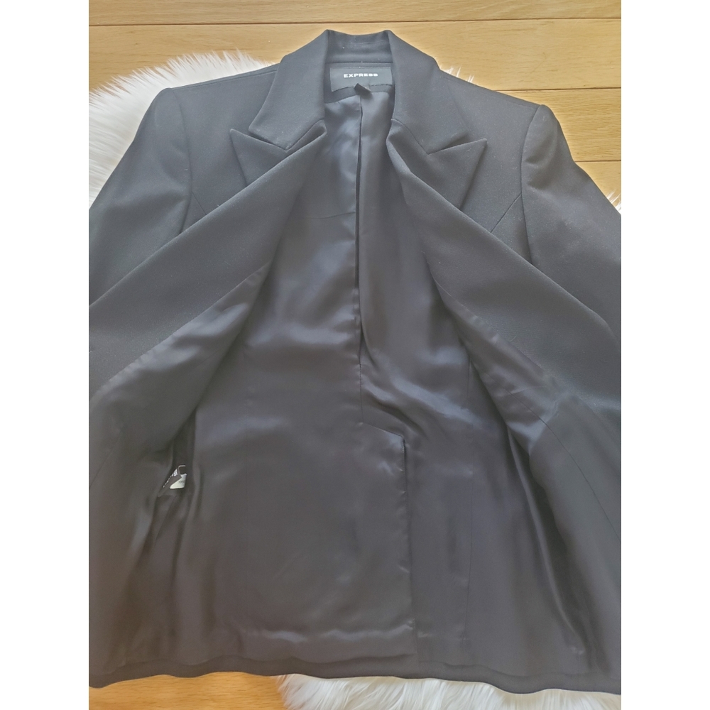 Express Black Shimmer Single Button Blazer Sz 1/2 - image 3